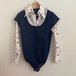 Vintage 60s strawberry print blouse, size 16